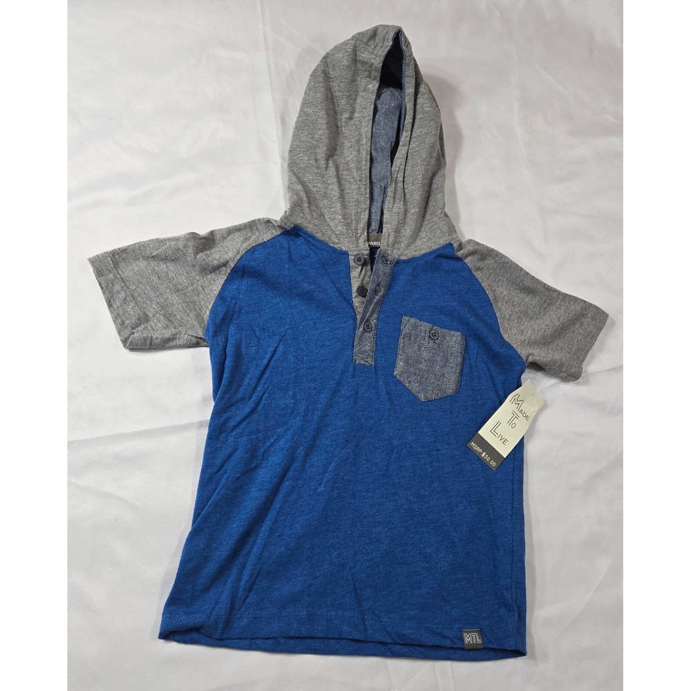 MTL Made To Live Hoodies Boys Short Sleeve Sz 7 Set of 2 NWT Blue & Teal w/Gray - Picture 2 of 9
